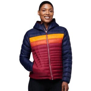 Cotopaxi Womens Fuego Down Hooded Jacket Maritime/Raspberry (discontinued color)